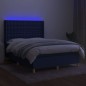 vidaXL Boxspringbett mit Matratze & LED Blau 140x190 cm Stoff vidaXL Boxspringbett mit Matratze & LED Blau 140x190 cm Stoff