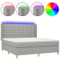 vidaXL Boxspringbett mit Matratze & LED Hellgrau 160x200 cm Stoff vidaXL Boxspringbett mit Matratze & LED Hellgrau 160x200 cm Stoff