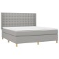 vidaXL Boxspringbett mit Matratze & LED Hellgrau 160x200 cm Stoff vidaXL Boxspringbett mit Matratze & LED Hellgrau 160x200 cm Stoff