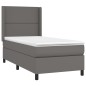 vidaXL Boxspringbett mit Matratze & LED Grau 80x200 cm Kunstleder vidaXL Boxspringbett mit Matratze & LED Grau 80x200 cm Kunstleder