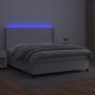 vidaXL Boxspringbett mit Matratze & LED Weiß 160x200 cm Kunstleder vidaXL Boxspringbett mit Matratze & LED Weiß 160x200 cm Kunstleder