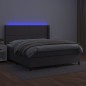 vidaXL Boxspringbett mit Matratze & LED Grau 160x200 cm Kunstleder vidaXL Boxspringbett mit Matratze & LED Grau 160x200 cm Kunstleder