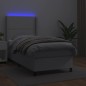 vidaXL Boxspringbett mit Matratze & LED Weiß 90x200 cm Kunstleder vidaXL Boxspringbett mit Matratze & LED Weiß 90x200 cm Kunstleder