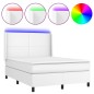 vidaXL Boxspringbett mit Matratze & LED Weiß 140x200 cm Kunstleder vidaXL Boxspringbett mit Matratze & LED Weiß 140x200 cm Kunstleder
