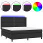 vidaXL Boxspringbett mit Matratze & LED Schwarz 180x200 cm Kunstleder vidaXL Boxspringbett mit Matratze & LED Schwarz 180x200 cm Kunstleder