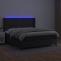 vidaXL Boxspringbett mit Matratze & LED Schwarz 180x200 cm Kunstleder vidaXL Boxspringbett mit Matratze & LED Schwarz 180x200 cm Kunstleder