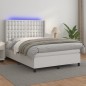 vidaXL Boxspringbett mit Matratze & LED Weiß 140x190 cm Kunstleder vidaXL Boxspringbett mit Matratze & LED Weiß 140x190 cm Kunstleder