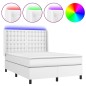 vidaXL Boxspringbett mit Matratze & LED Weiß 140x190 cm Kunstleder vidaXL Boxspringbett mit Matratze & LED Weiß 140x190 cm Kunstleder