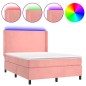 vidaXL Boxspringbett mit Matratze & LED Rosa 140x190 cm Samt vidaXL Boxspringbett mit Matratze & LED Rosa 140x190 cm Samt