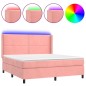vidaXL Boxspringbett mit Matratze & LED Rosa 180x200 cm Samt vidaXL Boxspringbett mit Matratze & LED Rosa 180x200 cm Samt