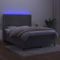 vidaXL Boxspringbett mit Matratze & LED Hellgrau 140x200 cm Samt vidaXL Boxspringbett mit Matratze & LED Hellgrau 140x200 cm Samt