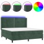 vidaXL Boxspringbett mit Matratze & LED Dunkelgrün 180x200 cm Samt vidaXL Boxspringbett mit Matratze & LED Dunkelgrün 180x200 cm Samt
