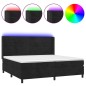 vidaXL Boxspringbett mit Matratze & LED Schwarz 200x200 cm Samt vidaXL Boxspringbett mit Matratze & LED Schwarz 200x200 cm Samt