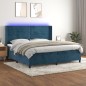 vidaXL Boxspringbett mit Matratze & LED Dunkelblau 200x200 cm Samt vidaXL Boxspringbett mit Matratze & LED Dunkelblau 200x200 cm Samt