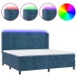 vidaXL Boxspringbett mit Matratze & LED Dunkelblau 200x200 cm Samt vidaXL Boxspringbett mit Matratze & LED Dunkelblau 200x200 cm Samt