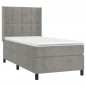 vidaXL Boxspringbett mit Matratze & LED Hellgrau 80x200 cm Samt vidaXL Boxspringbett mit Matratze & LED Hellgrau 80x200 cm Samt