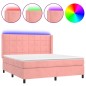 vidaXL Boxspringbett mit Matratze & LED Rosa 160x200 cm Samt vidaXL Boxspringbett mit Matratze & LED Rosa 160x200 cm Samt