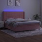 vidaXL Boxspringbett mit Matratze & LED Rosa 160x200 cm Samt vidaXL Boxspringbett mit Matratze & LED Rosa 160x200 cm Samt