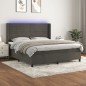 vidaXL Boxspringbett mit Matratze & LED Dunkelgrau 160x200 cm Samt vidaXL Boxspringbett mit Matratze & LED Dunkelgrau 160x200 cm Samt