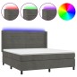 vidaXL Boxspringbett mit Matratze & LED Dunkelgrau 160x200 cm Samt vidaXL Boxspringbett mit Matratze & LED Dunkelgrau 160x200 cm Samt