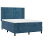 vidaXL Boxspringbett mit Matratze & LED Dunkelblau 140x200 cm Samt vidaXL Boxspringbett mit Matratze & LED Dunkelblau 140x200 cm Samt