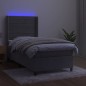 vidaXL Boxspringbett mit Matratze & LED Hellgrau 100x200 cm Samt vidaXL Boxspringbett mit Matratze & LED Hellgrau 100x200 cm Samt