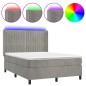 vidaXL Boxspringbett mit Matratze & LED Hellgrau 140x190 cm Samt vidaXL Boxspringbett mit Matratze & LED Hellgrau 140x190 cm Samt
