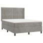 vidaXL Boxspringbett mit Matratze & LED Hellgrau 140x190 cm Samt vidaXL Boxspringbett mit Matratze & LED Hellgrau 140x190 cm Samt