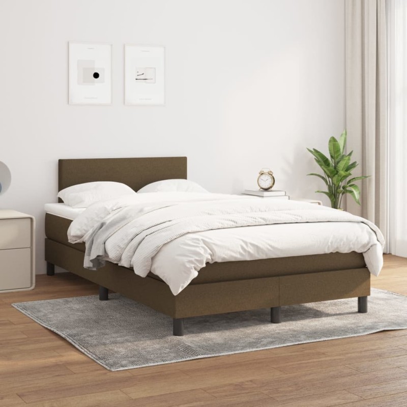 vidaXL Boxspringbett mit Matratze Dunkelbraun 120x200 cm Stoff vidaXL Boxspringbett mit Matratze Dunkelbraun 120x200 cm Stoff