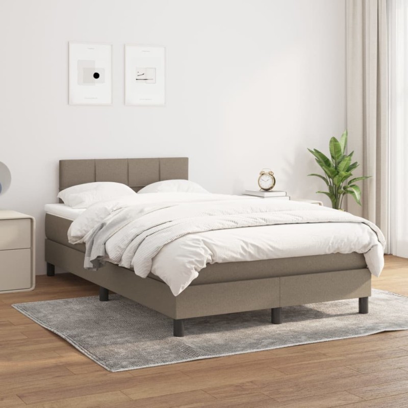vidaXL Boxspringbett mit Matratze Taupe 120x200 cm Stoff vidaXL Boxspringbett mit Matratze Taupe 120x200 cm Stoff