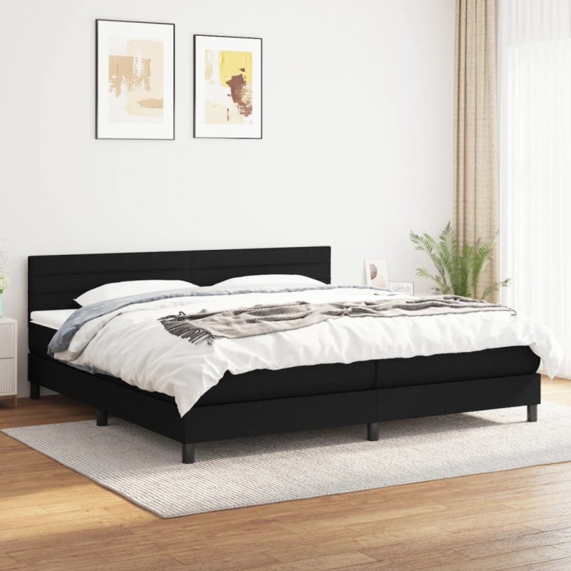 vidaXL Boxspringbett mit Matratze Schwarz 200x200 cm Stoff vidaXL Boxspringbett mit Matratze Schwarz 200x200 cm Stoff
