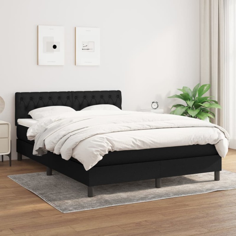 vidaXL Boxspringbett mit Matratze Schwarz 140x200 cm Stoff vidaXL Boxspringbett mit Matratze Schwarz 140x200 cm Stoff