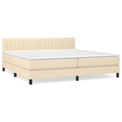 vidaXL Boxspringbett mit Matratze Creme 200x200 cm Stoff