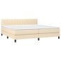 vidaXL Boxspringbett mit Matratze Creme 200x200 cm Stoff vidaXL Boxspringbett mit Matratze Creme 200x200 cm Stoff