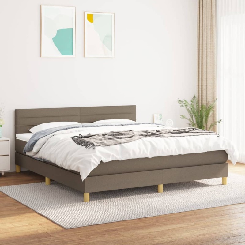 vidaXL Boxspringbett mit Matratze Taupe 180x200 cm Stoff vidaXL Boxspringbett mit Matratze Taupe 180x200 cm Stoff