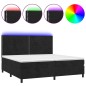 vidaXL Boxspringbett mit Matratze & LED Schwarz 200x200 cm Samt vidaXL Boxspringbett mit Matratze & LED Schwarz 200x200 cm Samt
