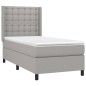 vidaXL Boxspringbett mit Matratze Hellgrau 80x200 cm Stoff vidaXL Boxspringbett mit Matratze Hellgrau 80x200 cm Stoff