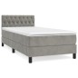 vidaXL Boxspringbett mit Matratze Hellgrau 90x190 cm Samt vidaXL Boxspringbett mit Matratze Hellgrau 90x190 cm Samt