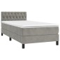 vidaXL Boxspringbett mit Matratze Hellgrau 90x190 cm Samt vidaXL Boxspringbett mit Matratze Hellgrau 90x190 cm Samt