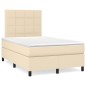 vidaXL Boxspringbett mit Matratze Creme 120x200 cm Stoff vidaXL Boxspringbett mit Matratze Creme 120x200 cm Stoff