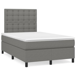 vidaXL Boxspringbett mit Matratze Dunkelgrau 120x200 cm Stoff