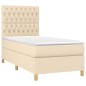 vidaXL Boxspringbett mit Matratze Creme 100x200 cm Stoff vidaXL Boxspringbett mit Matratze Creme 100x200 cm Stoff