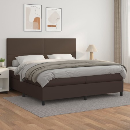 vidaXL Boxspringbett mit Matratze Braun 200x200 cm Kunstleder