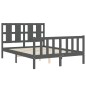 Massivholzbett mit Kopfteil Grau 140x190 cm Massivholzbett mit Kopfteil Grau 140x190 cm
