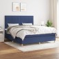 vidaXL Boxspringbett mit Matratze Blau 160x200 cm Stoff vidaXL Boxspringbett mit Matratze Blau 160x200 cm Stoff