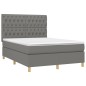 vidaXL Boxspringbett mit Matratze Dunkelgrau 140x190 cm Stoff vidaXL Boxspringbett mit Matratze Dunkelgrau 140x190 cm Stoff
