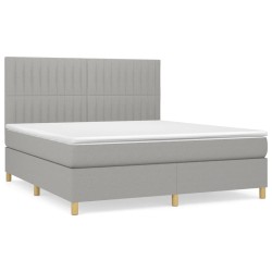 vidaXL Boxspringbett mit Matratze Hellgrau 160x200 cm Stoff