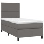 vidaXL Boxspringbett mit Matratze Grau 90x200 cm Kunstleder vidaXL Boxspringbett mit Matratze Grau 90x200 cm Kunstleder