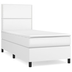 vidaXL Boxspringbett mit Matratze Weiß 80x200 cm Kunstleder
