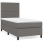 vidaXL Boxspringbett mit Matratze Grau 90x190 cm Kunstleder vidaXL Boxspringbett mit Matratze Grau 90x190 cm Kunstleder